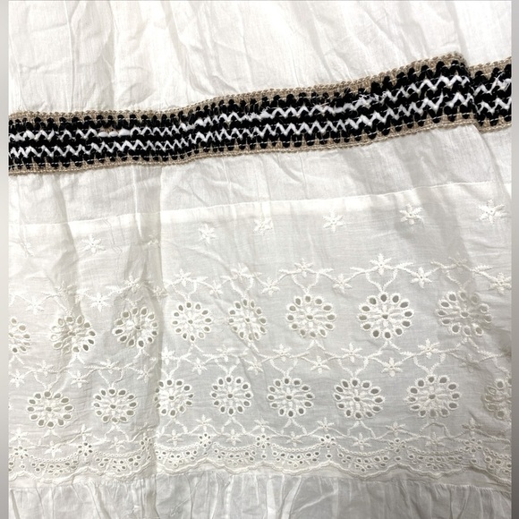 Ivory Boho Tiered Maxi Dress Eyelet Detailing 100% Cotton Made in India Size S/M - Picture 6 of 12